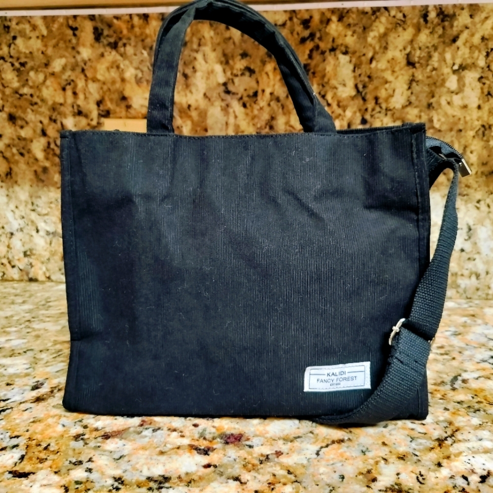 Black Corduroy Purse/Tote Bag